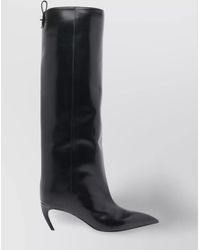 The Attico - Leather High Shaft Ankle Boots With Pointed Toe - Lyst