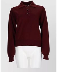 Maison Margiela - Knit Polo Long Sleeve Sweater Ribbed Hem - Lyst