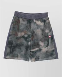 DIESEL - Camouflage Mesh Shorts Elastic Waistband Pockets - Lyst