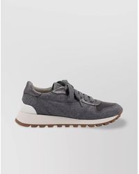 Brunello Cucinelli - Virgin Wool Panelled Low-Top Sneakers - Lyst