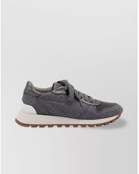 Brunello Cucinelli - Low Top Sneakers With Contrast Sole And Textured Panels - Lyst