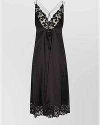Fendi - Silk Lace-Detail V-Neck Midi Nightdress - Lyst