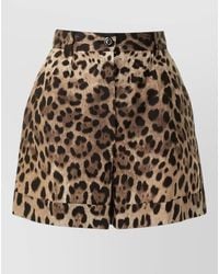 Dolce & Gabbana - Leopard-Print High-Rise Cotton Short Shorts - Lyst