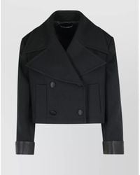 Dolce & Gabbana - Wool Silk Double-Breasted Cropped Jacket - Lyst