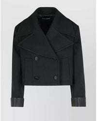 Dolce & Gabbana - Wool Silk Double-Breasted Cropped Jacket - Lyst