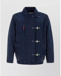Fay - Twill Jacket With Buttoned Collar And Front Pocket - Lyst