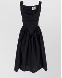 Vivienne Westwood - Cotton Cowl Neck Sleeveless Pleated Midi Dress - Lyst