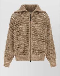 Brunello Cucinelli - Dazzling Mesh Knit Sequin Detail Cardigan - Lyst