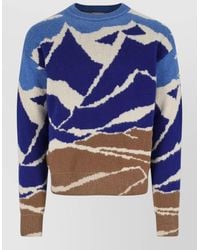 Moncler - Mountain Pattern Crewneck Sweater Ribbed Trims - Lyst