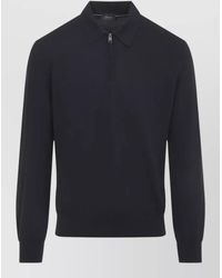 Brioni - Wool Knit Sweater Zip Collar - Lyst