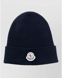 Moncler - Wool Beanie Hat Logo Detail Ribbed - Lyst