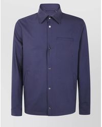 Herno - Long Sleeve Collared Shirt Jacket With Pocket - Lyst