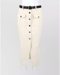 Self-Portrait - High Waist Midi Denim Skirt Belts Pockets - Lyst