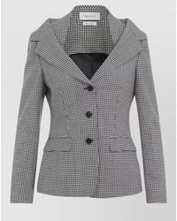 McQueen - Wool Gingham Check Off-Shoulder Single-Breasted Suit Jacket - Lyst