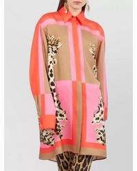 Roberto Cavalli - Knee Length Dress Long Sleeves Animal Print - Lyst