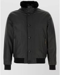 Moorer - Leather Bomber Jacket - Lyst