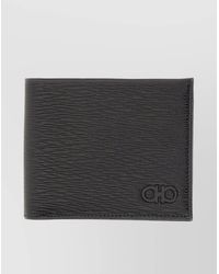 Ferragamo - Textured Bi-Fold Wallet Gancini Detail - Lyst
