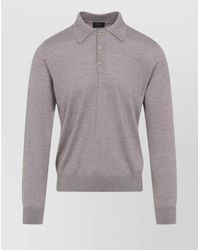 Brioni - Cashmere Silk Long-Sleeve Polo Sweater - Lyst