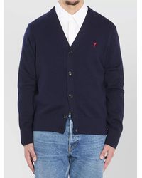 Ami Paris - De Coeur Wool Cardigan - Lyst