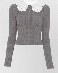 Self-Portrait - Sweater Collar Detail Buttons Pockets Scalloped - Lyst