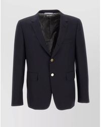 Thom Browne - Wool Blazer With Notch Lapels And Back Vents - Lyst