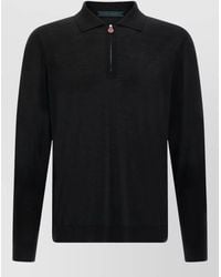 Kiton - Wool Knit Polo Long Sleeve Shirt - Lyst