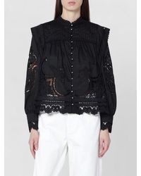 FARM Rio - Embroidered Lace Long Sleeve Sheer Top - Lyst