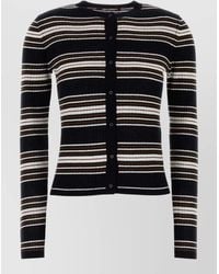 MM STUDIO - Piombo Cardigan Silk Blend Striped Knit - Lyst