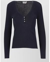 P.A.R.O.S.H. - Knit Top Button Detail Long Sleeves V Neck - Lyst