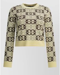 Pinko - Knit Top Crew Neck Cropped Long Sleeves - Lyst