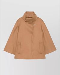 Fay - Wool And Cashmere Funnel-Neck Three-Quarter-Sleeve Cape - Lyst