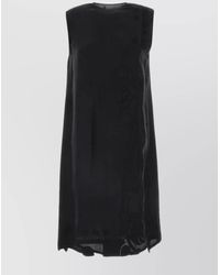 Prada - Silk Dress With Floral Embellishment And Keyhole Back - Lyst
