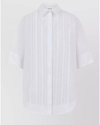 P.A.R.O.S.H. - Shirt Collared Neck Pleated Detail Short Sleeves - Lyst