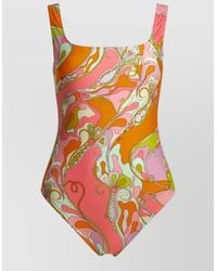 PUCCI - Orchidee One Piece Swimsuit Strappy Back - Lyst