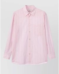 DUNST - Striped Cotton Shirt Chest Pocket Collar - Lyst
