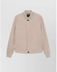 ZEGNA - High Collar Jacket With Ribbed Cuffs And Hem - Lyst