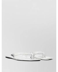 MM6 by Maison Margiela - Metallic Flat Sole Open Square Toe Sandals - Lyst