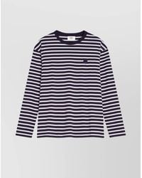 Maison Kitsuné - Striped Cotton Ribbed Crew-Neck Regular-Fit Sweater - Lyst