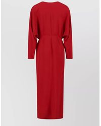 Valentino - Long Sleeve Midi Dress Elastic Waist - Lyst