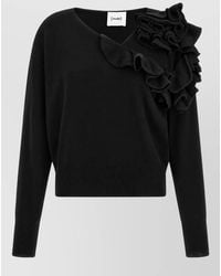 Nude - Cashmere Wool Asymmetric Ruffled Long-Sleeve Sweater - Lyst