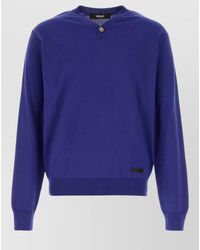 Versace - Silk Blend Sweater Button Detail Ribbed Trims - Lyst