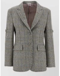 Thom Browne - Prince Wales Blazer Check Notch Lapel - Lyst