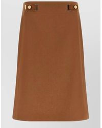 Fendi - Linen Blend High-Rise Midi A-Line Skirt - Lyst