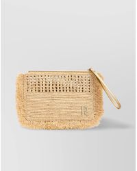 Rabanne - Raffia Clutch With Crochet And Fringe - Lyst