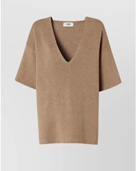 Fendi - V Neck Knit Top With Ribbed Texture - Lyst