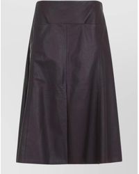 Alaïa - Lamb Leather Low-Rise A-Line Slit Midi Skirt - Lyst