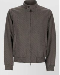 Emporio Armani - Stand Collar Textured Blouson Jacket - Lyst