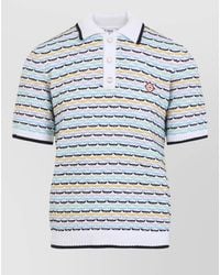 CASABLANCA - Cotton Textured Knit Short-Sleeve Polo Shirt - Lyst