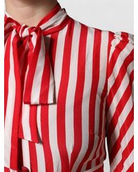 Dolce & Gabbana - Silk Striped High-Neck Long-Sleeve Midi Dress - Lyst