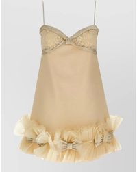 Valentino Garavani - Pleated Ruffled Wool Silk Dress - Lyst